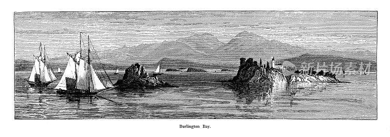 伯灵顿湾，尚普兰湖，佛蒙特州|美国历史插图